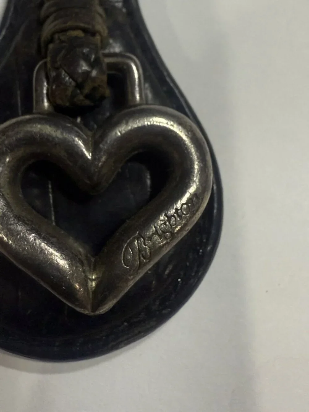 Heart Key ring -One World - BRIGHTON w/Black Mock Croc & Braided Leather